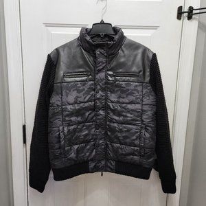 NWT Scott James Bomber Puffer Jacket Knit Faux Leather Size XL